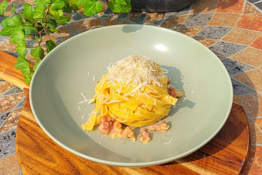 Rezept für Carbonara Sauce mit Bandnudeln