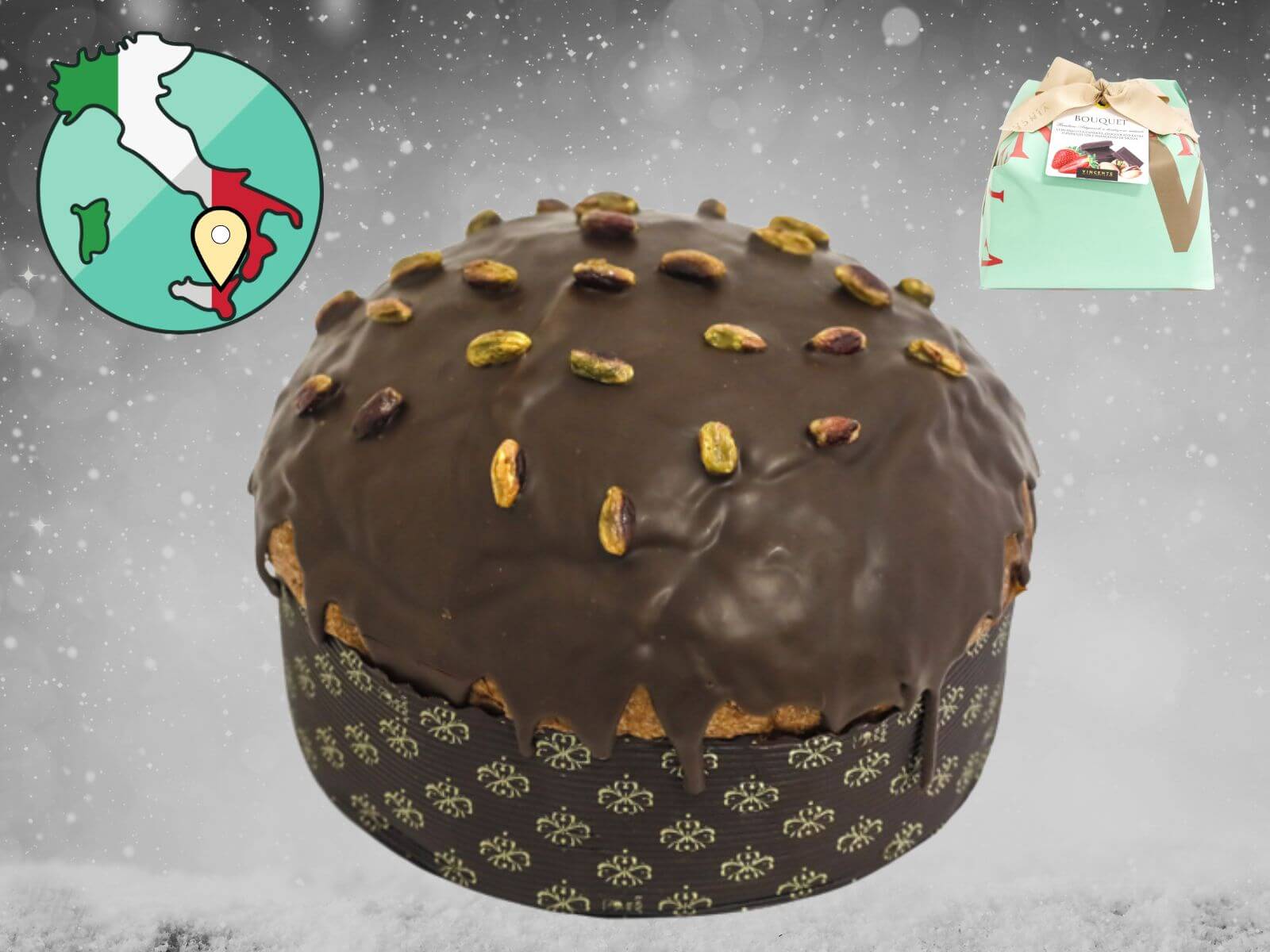 Panettone mit zarter Erdbeere, Pistazien & dunkler Schokolade, 750g