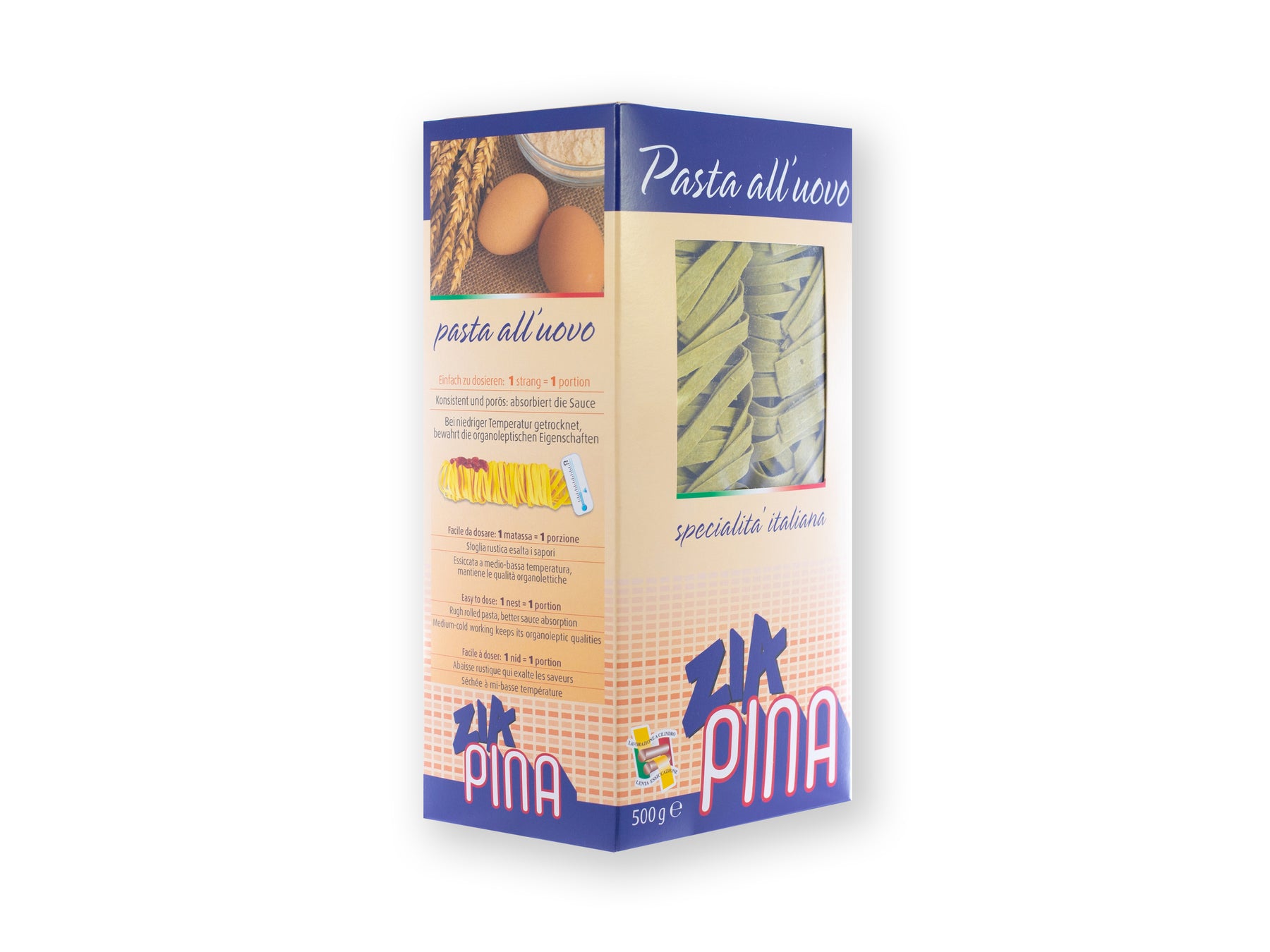 Grüne Tagliatelle Bandnudeln Zia Pina Verpackung von vorne
