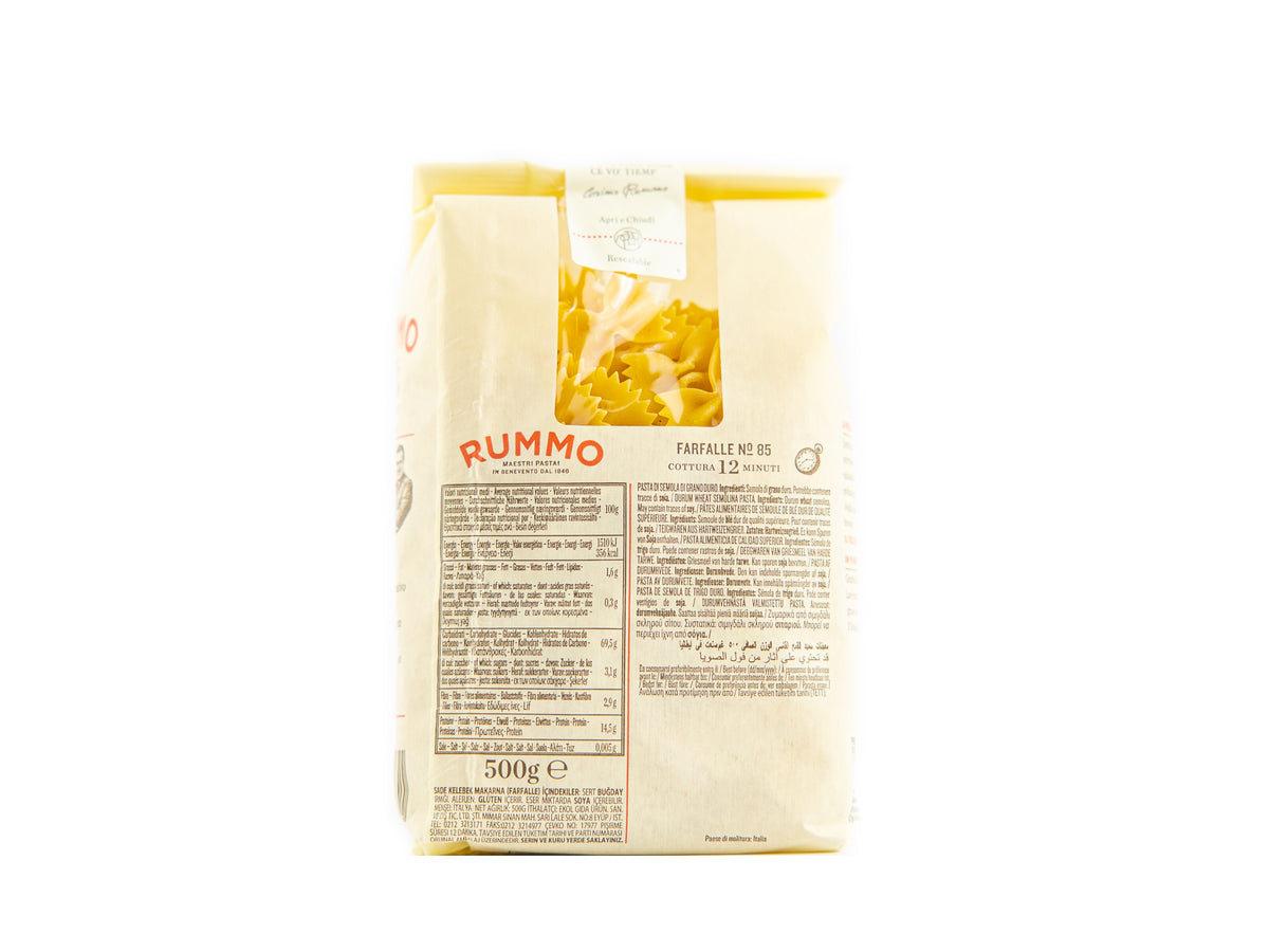 Rummo Farfalle N°85, Nudeln aus Hartweizengrieß ohne Ei (vegane Pasta)