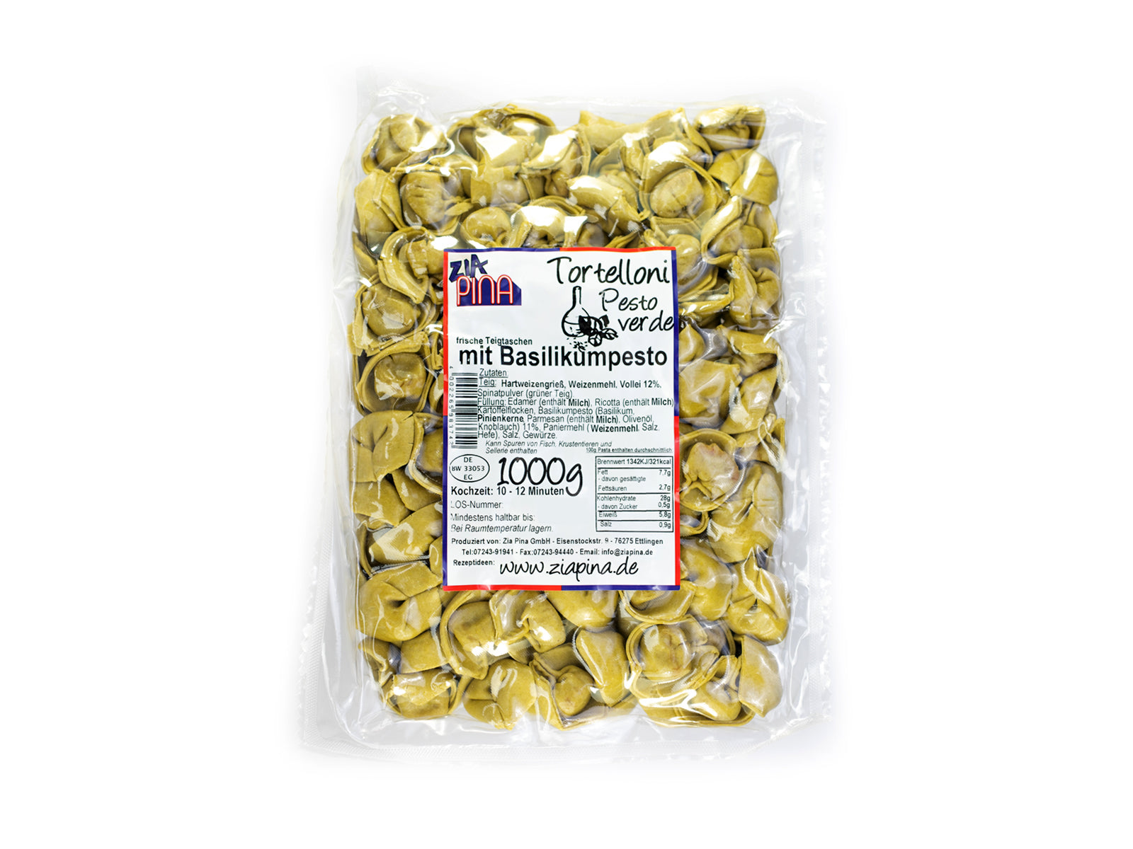 Tortelloni mit Basilikumpesto-Füllung, luftgetrocknete Pasta
