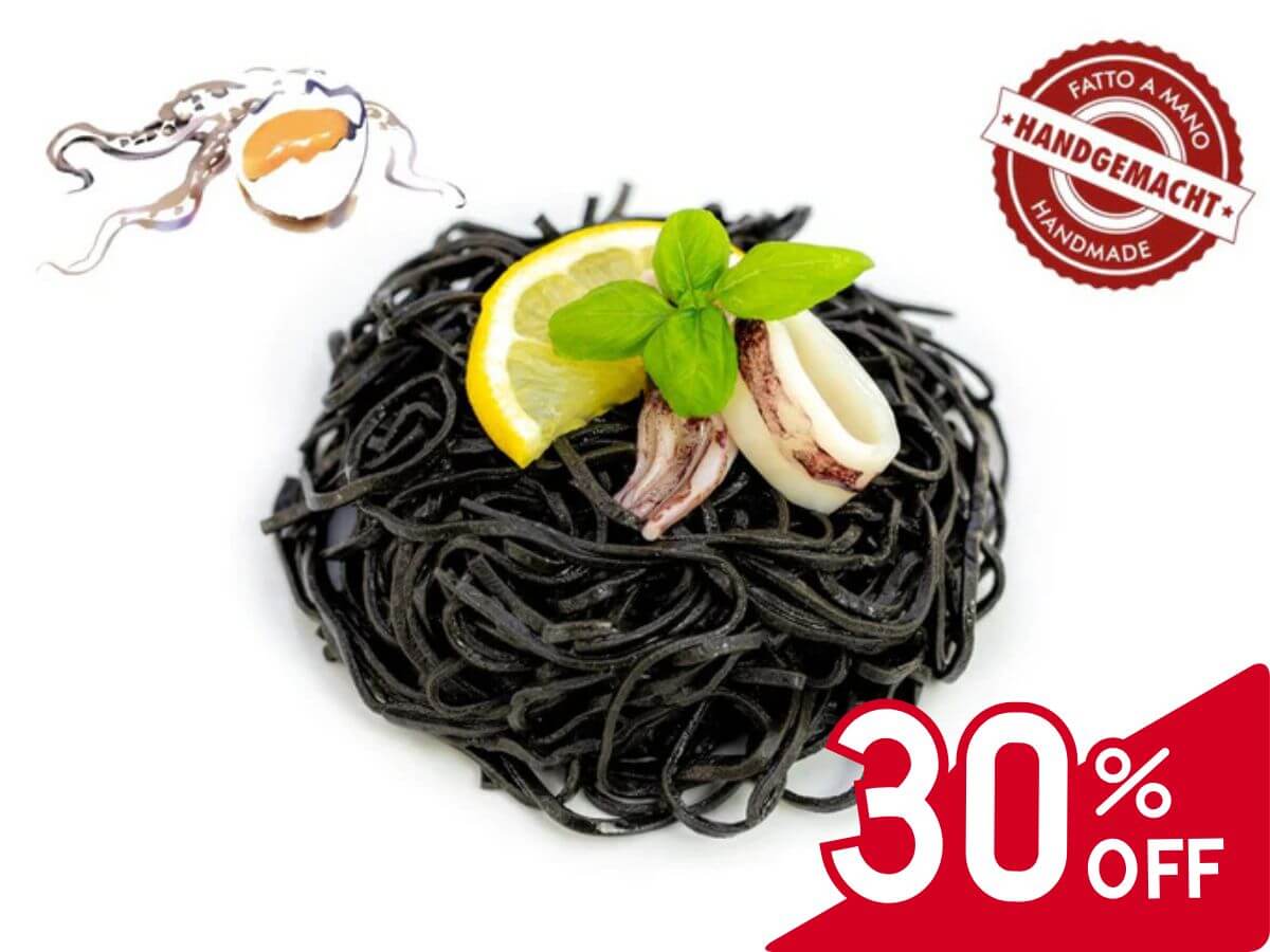 Schwarze Tagliolini (2 mm) mit Ei & Sepia, handgemacht, 500g