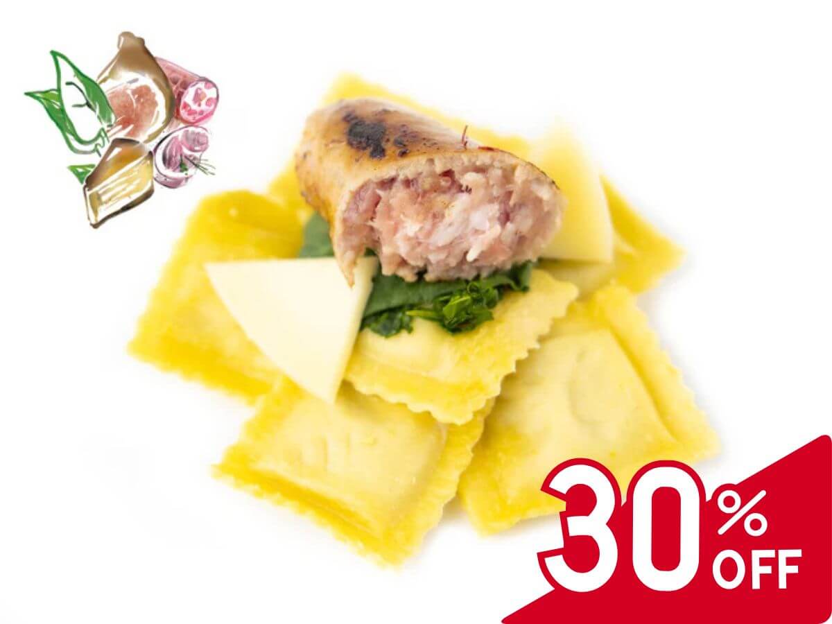 Agnolotti mit Salsiccia-Wurst, Stängelkohl & Provolonekäse, 500g