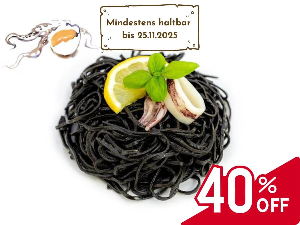 Schwarze Tagliolini (2 mm) mit Ei & Sepia, handgemacht, 500g