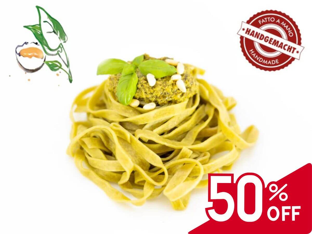 Grüne Tagliatelle (7 mm) mit Ei und Spinat, handgemacht, 500g