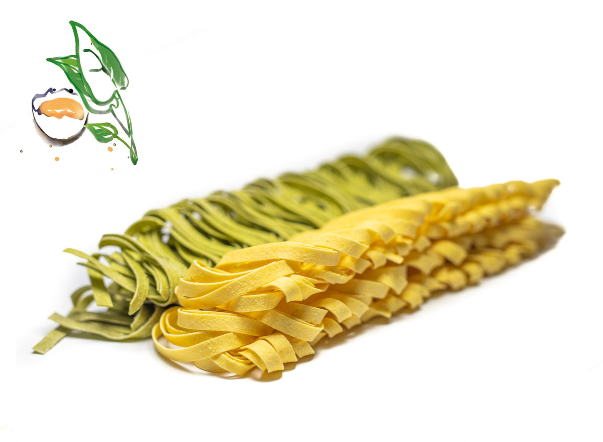 Tagliatelle Paglia e Fieno grün und gelbe Bandnudeln Pastamanufaktur Zia Pina