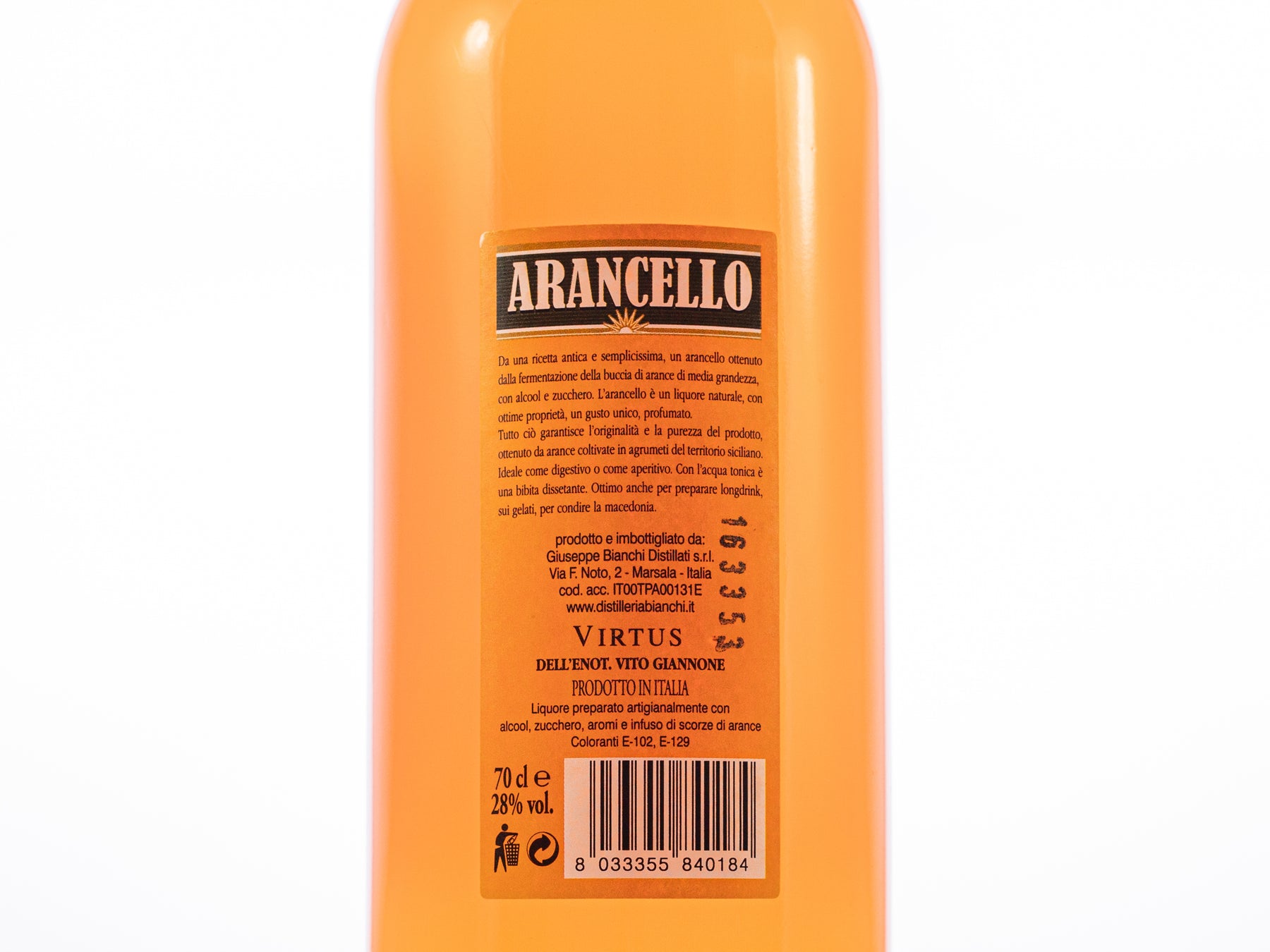 Orangen-Likör "Arancello" aus Sizilien (Virtus)